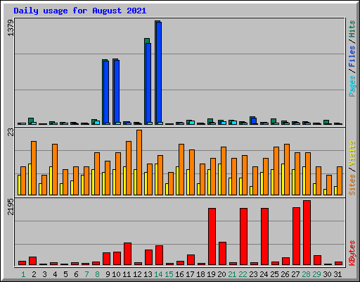 Daily usage for August 2021