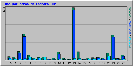 Uso por horas en Febrero 2021